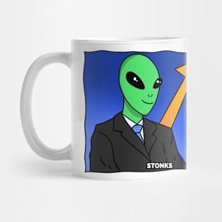 Stonks Alien Meme Funny Mug